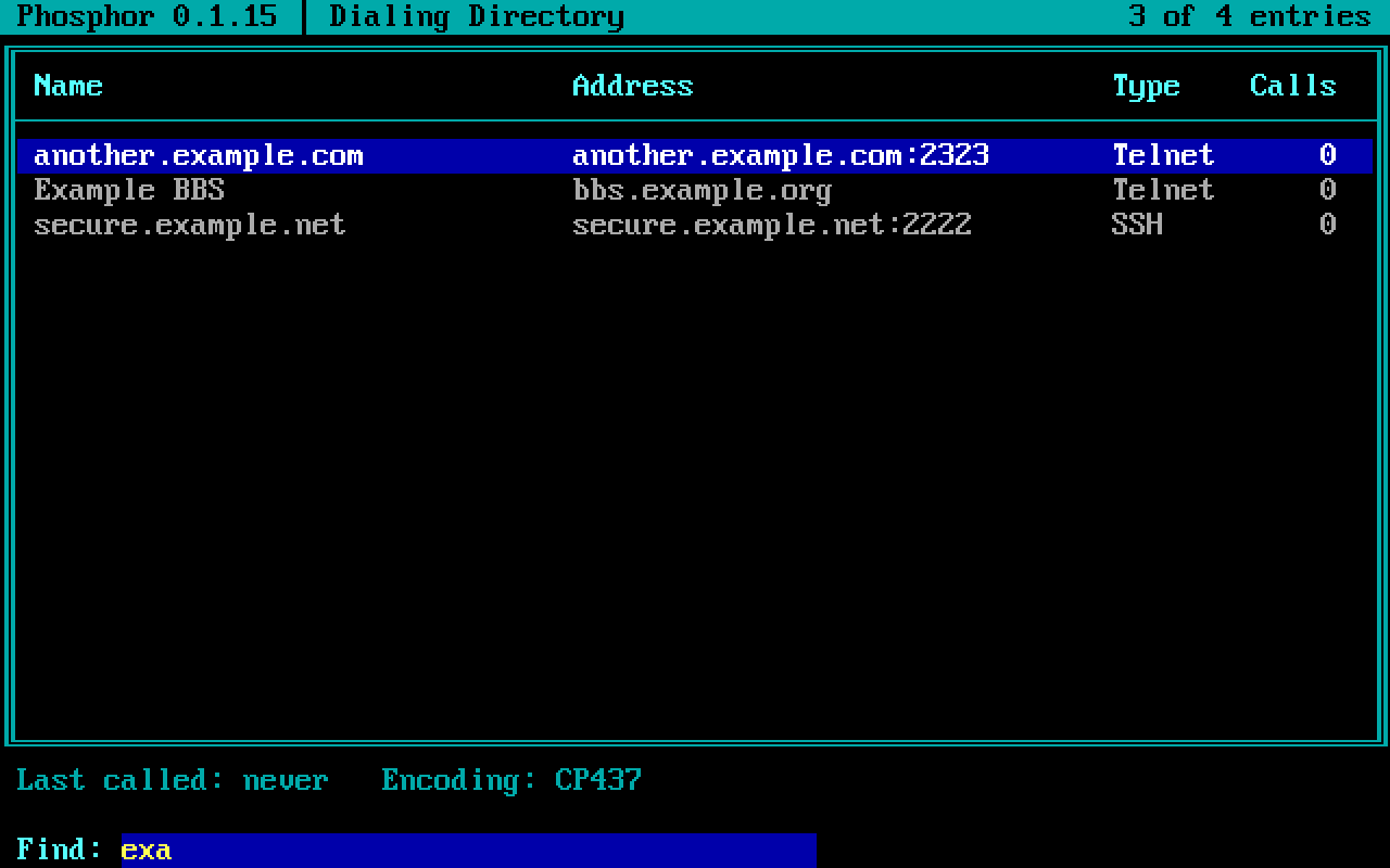 Searching the dialing directory