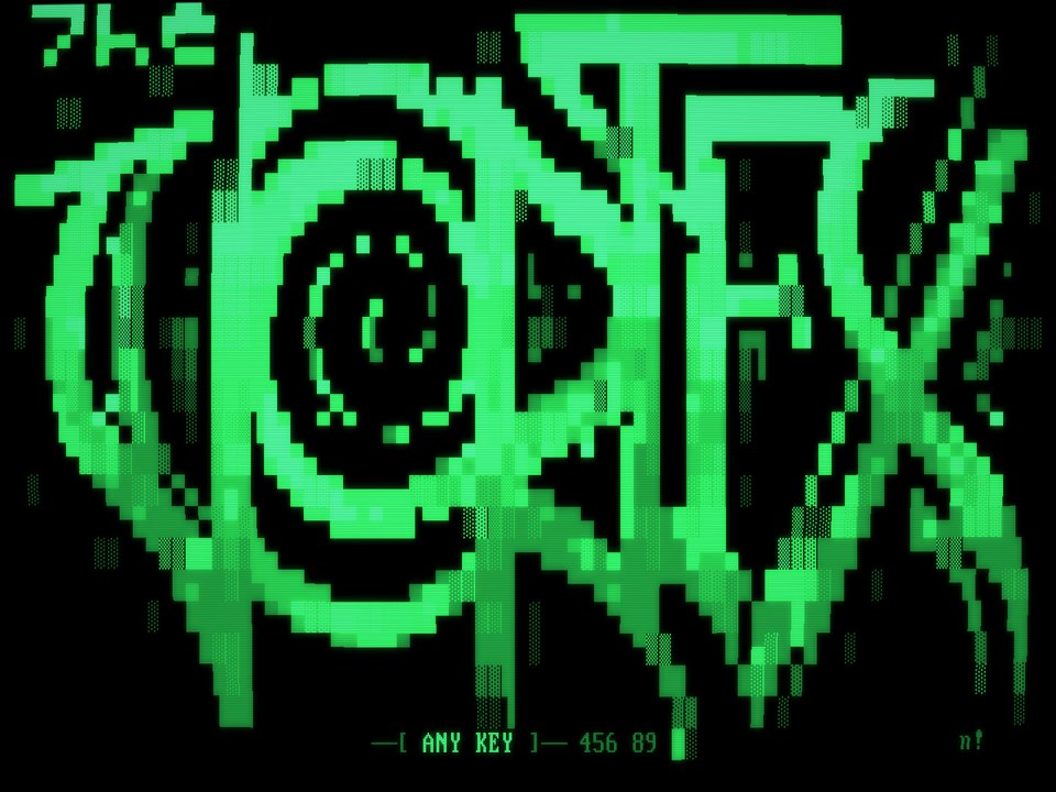 The Vortex BBS on a green-screen monitor